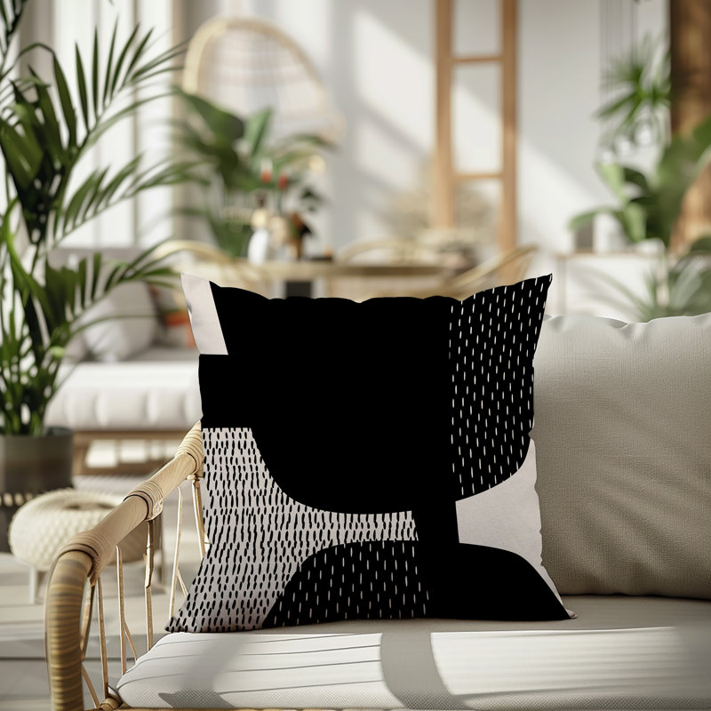 Coussin carré intérieur / extérieur pia, H 19 po x l 19 po, Black/Off-White