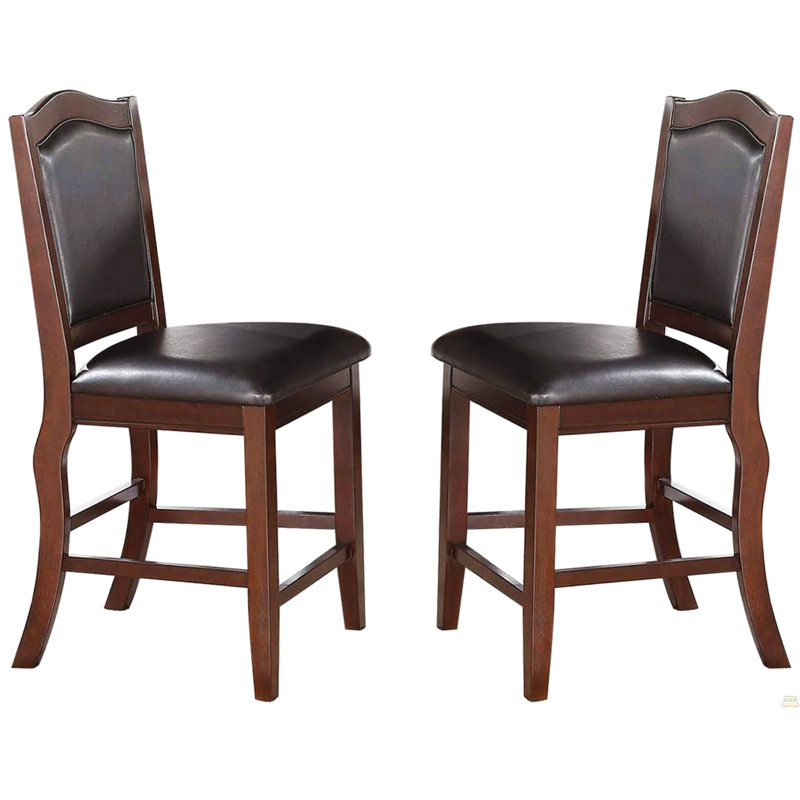 Ensemble de 2 chaises à hauteur de comptoir en bois avec revêtement en similicuir