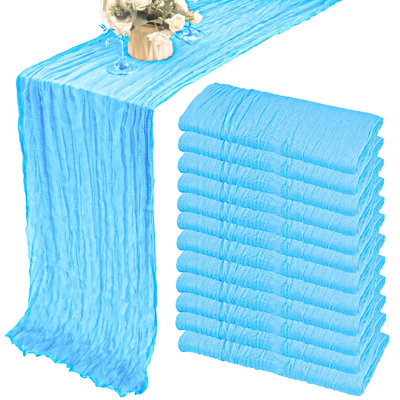 12 Pack 10ft Cheesecloth Table Runner 35x120 Inch Boho Gauze Table Runner Rustic Cheese Cloth Long Romantic Table Runners For Wedding Bridal Shower Birthday Party Table Decor