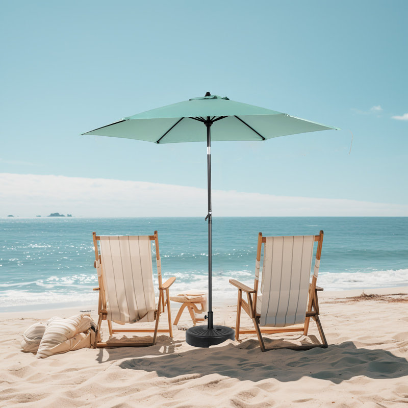 Parasol d'extérieur pour l'extérieur avec bouton-poussoir inclinable, Vert clair