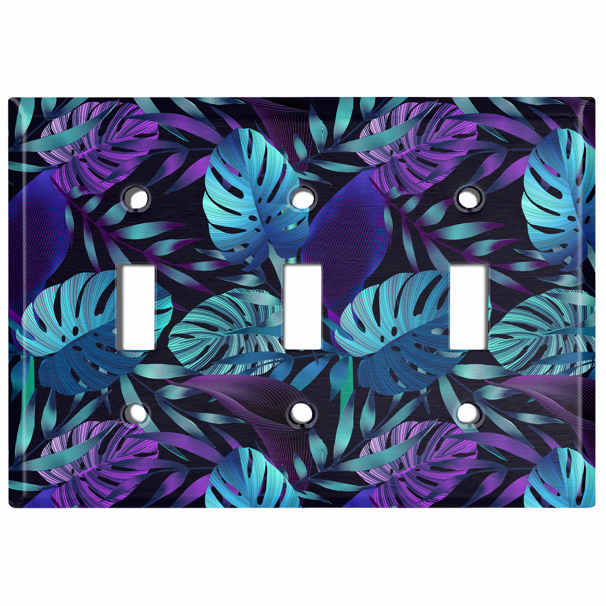 WorldAcc Metal Light Switch Plate Outlet Cover (Jungle Leaves - Triple ...