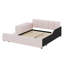 Lit moderne, lit tapissier au sol avec bureau de chevet et tabouret-129230333