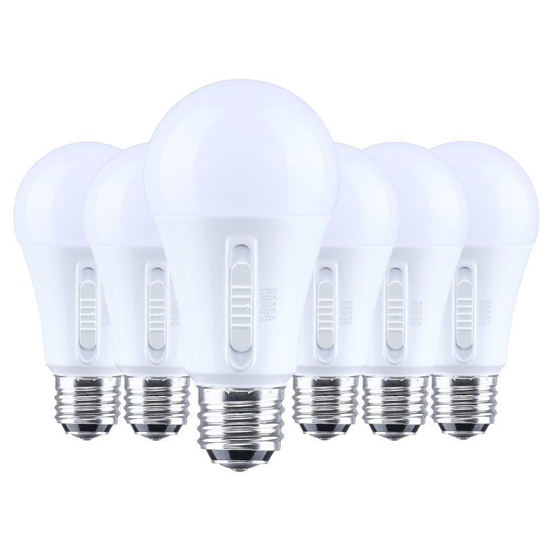Lampe à trois voies A19 13,5 / 10/5 watts à DEL 27K / 3K / 35K / 4K / 5K CCT Lumens sélectionnable double base en plastique 120 Volt
