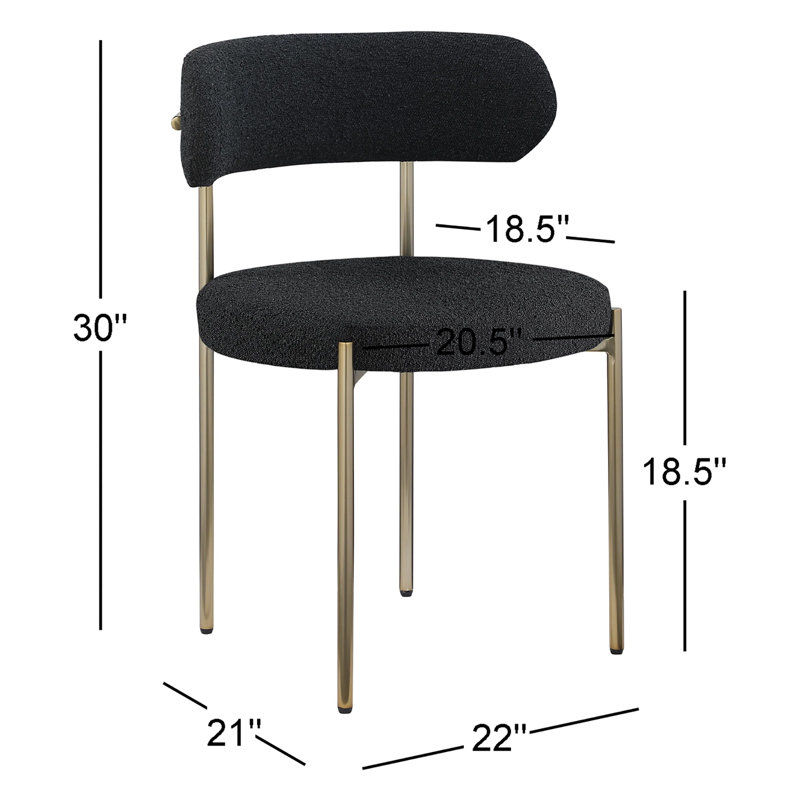 Chaise d'appoint Sherwood, Bouclé noir, Laiton brossé