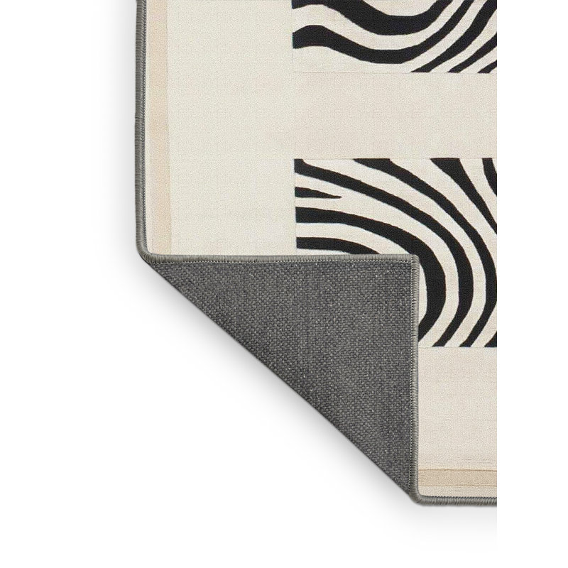 Tapis beige/noir contemporain, Rectangle 5 pi x 7 pi