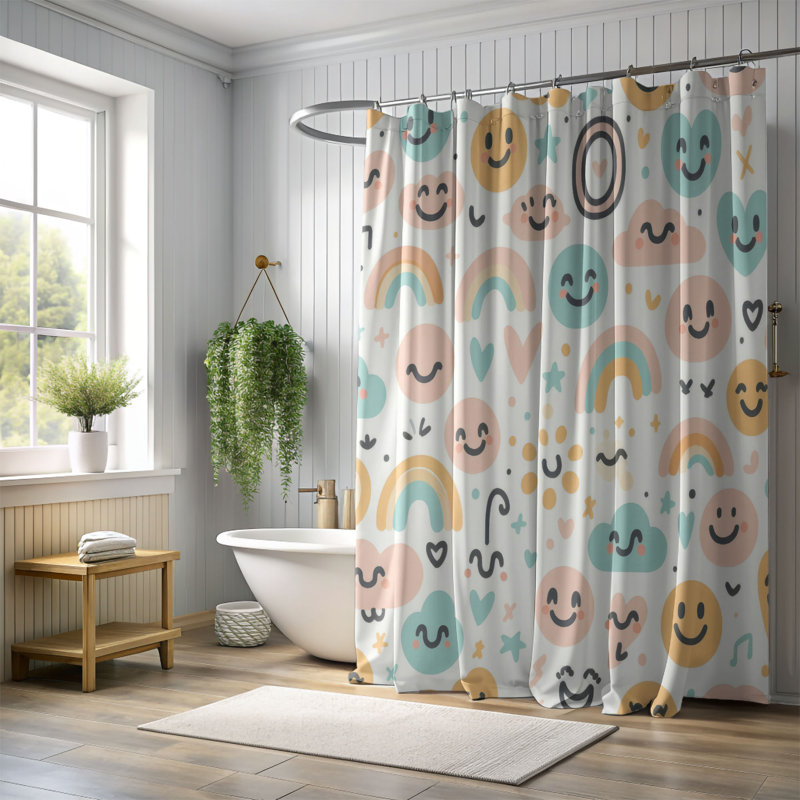 Rideau de douche standard 1 pièce Retro Joy, H 74 po x l 71 po
