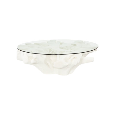 White Stone Sono Cast Root Coffee Table, With Glass by Phillips Collection
