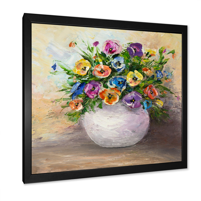 Bouquet de belles tulipes - œuvre d'art traditionnelle sur toile, Toile avec cadre noir, H 16 po x l 16 po x P 1 po