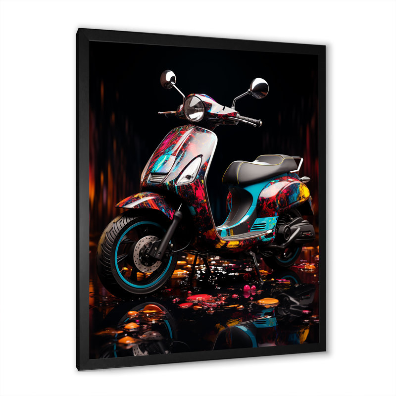 Pop Art Scooter Blaze I sur toile, H 44 po x l 34 po x P 1,5 po, Cadre simple noir