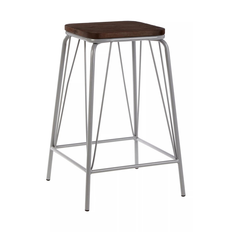 Laughlin Counter Stool with Metal Frame, Brown/Grey