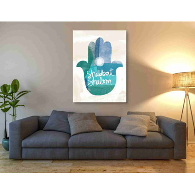 'Shabbat Shalom Hamsa' by Linda Woods, Canvas Wall Art