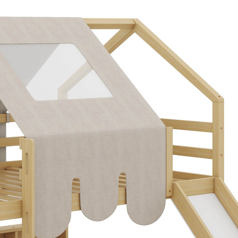 Structure de lit avec tente Armelia, Naturel / Beige, Double