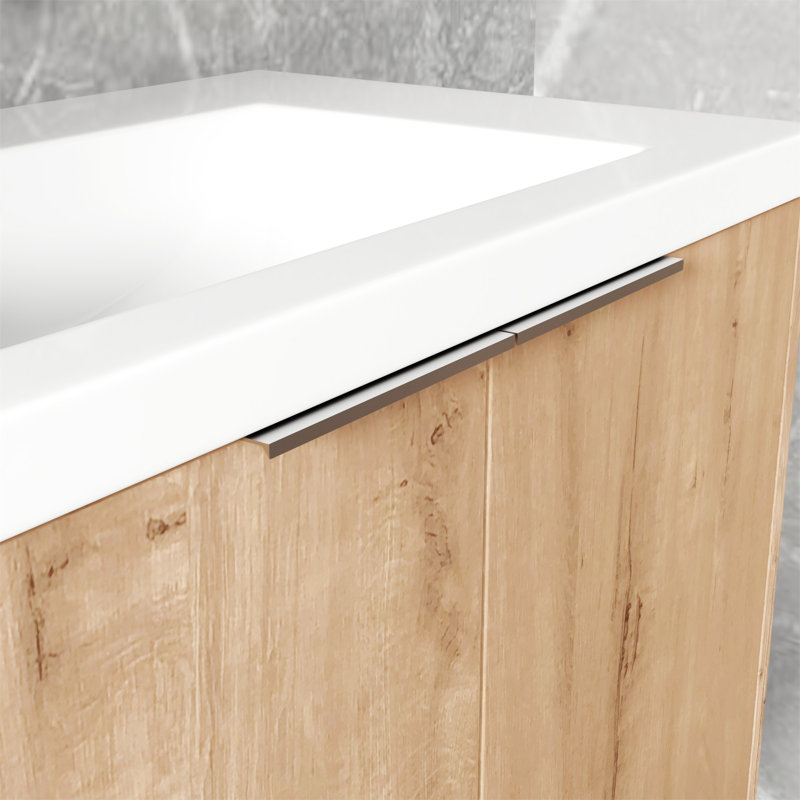 Meuble-lavabo mural 30 po avec lavabo et armoire latérale en céramique, porte et armoire de rangement