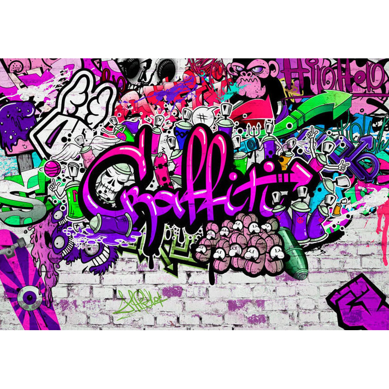 Murale Peel & Stick Street Art - graffiti mauve, L 154 po x L 110 po