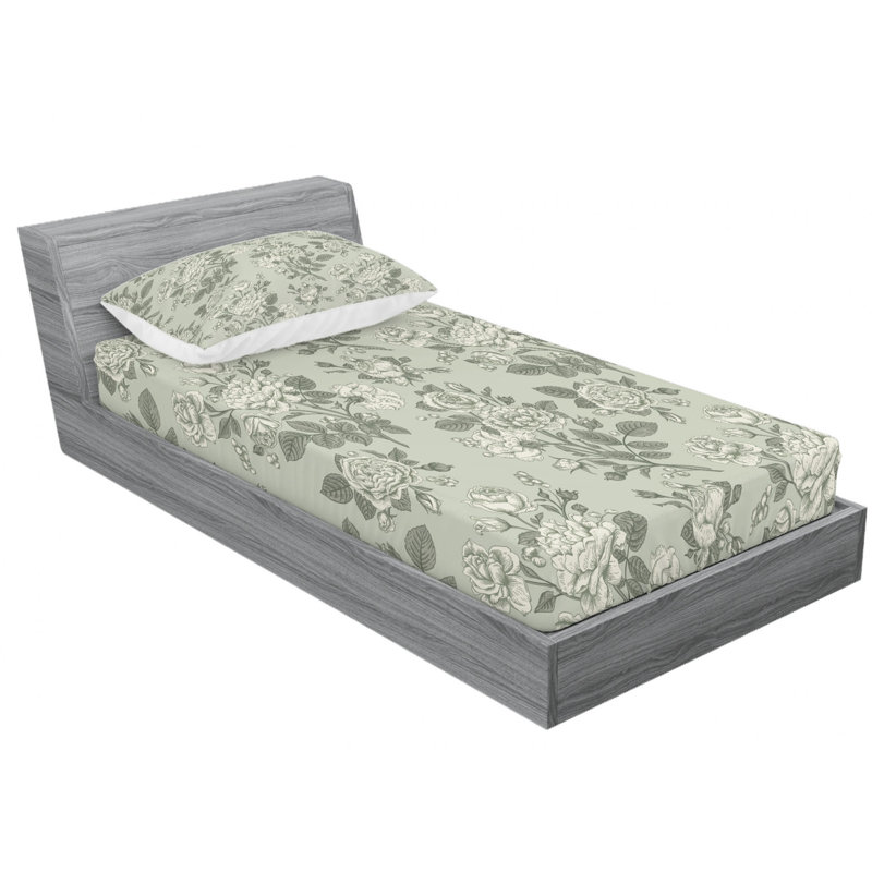 Microfiber Floral Sheet Set, Twin XL Sheet Set with Fitted Sheet