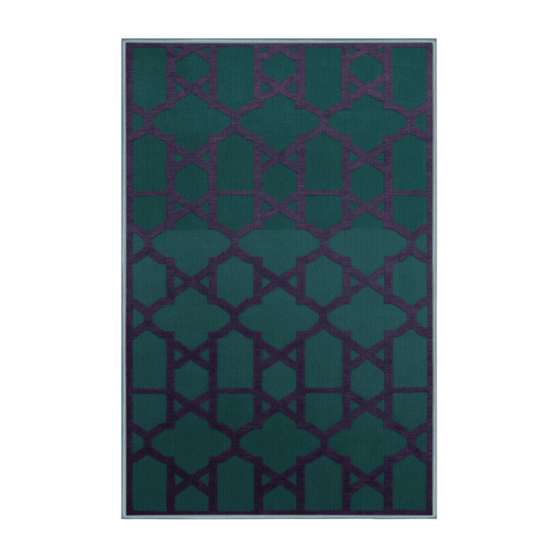 Tapis bleu en treillis lavable à la machine, Rectangle de 5 pi x 8 pi
