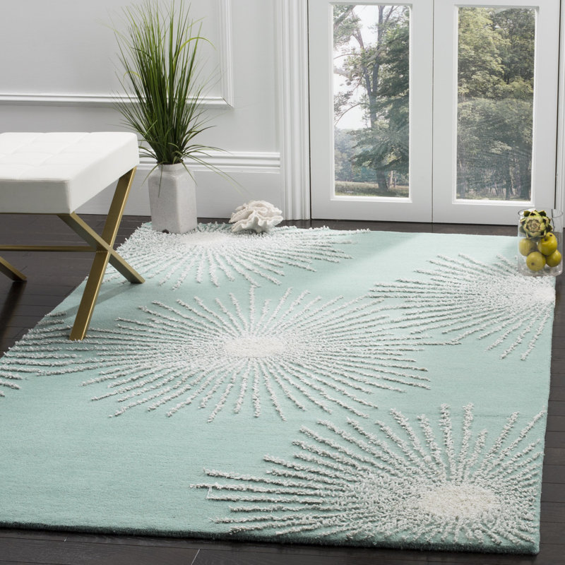 Amier Hand Tufted Wool And Viscose Abstract Rug, Rectangle 3'6" x 5'6"