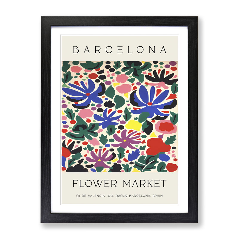 Flower Market Exhibition Barcelona No.3 - Single Picture Frame Print on Wood, 46cm H x 34cm W x 2cm D