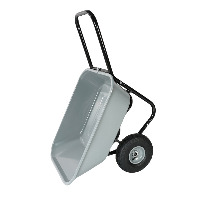 Two-Wheeled Cart, Garden Cart, 10-Inch Pneumatic Wheels, Gray
