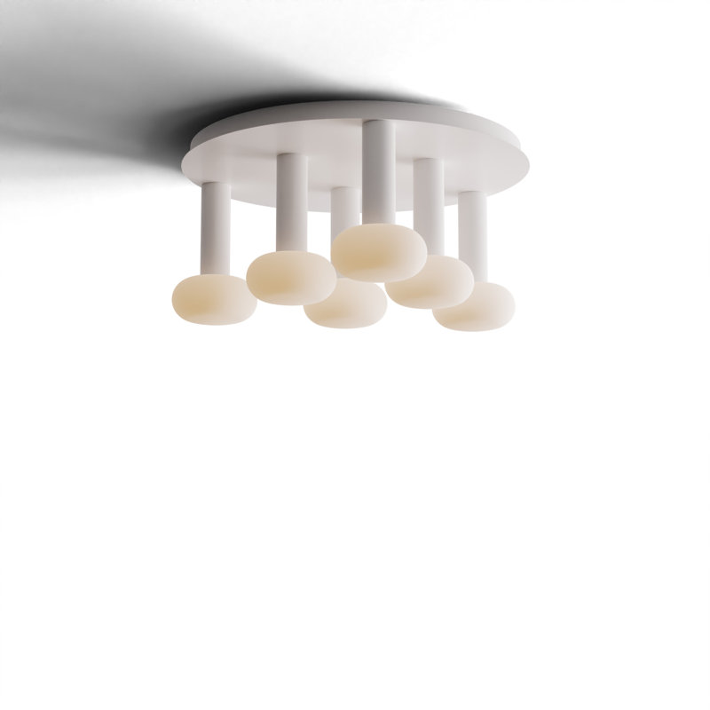 6 - Light LED Pendant, Matte White