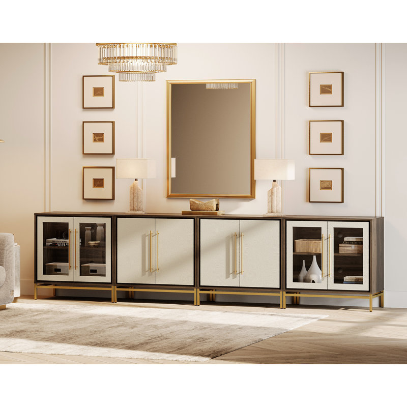  Meuble audio-vidéo avec portes en cuir texturé