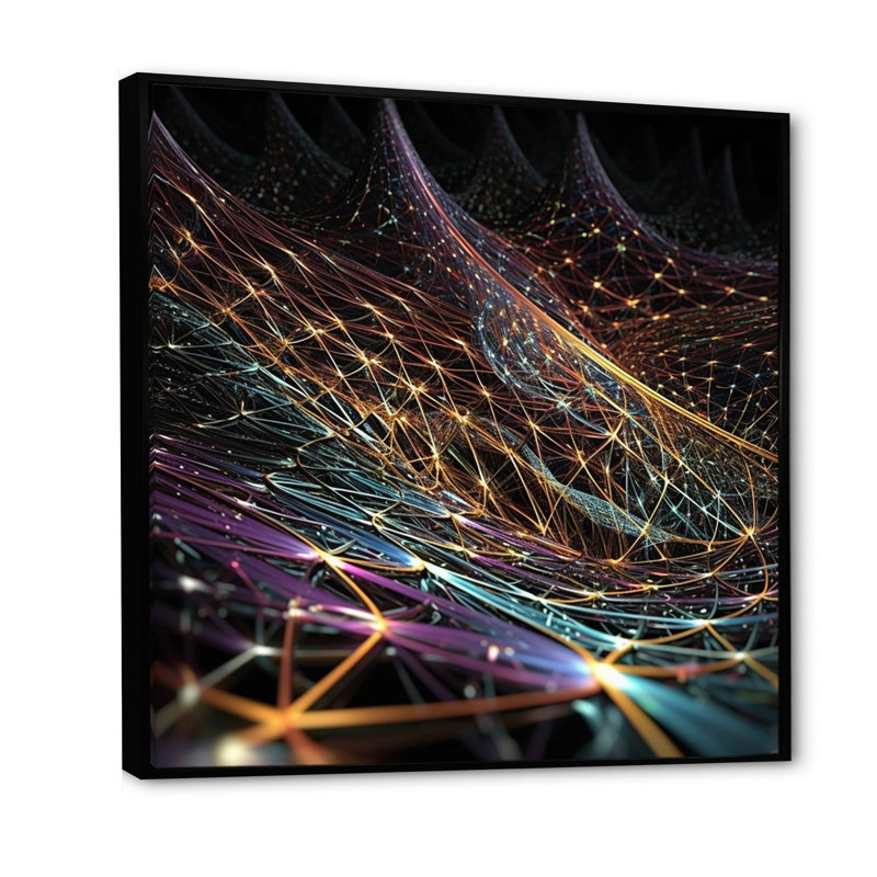 «Futuristic Infinity Matrix», art mural sur toile Fractals, Cadre flottant noir, H 36 po x l 36 po x P 1,5 po