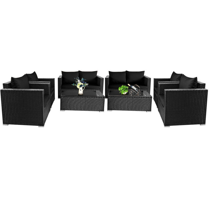 8 - Person Patio Conversation Set, Black