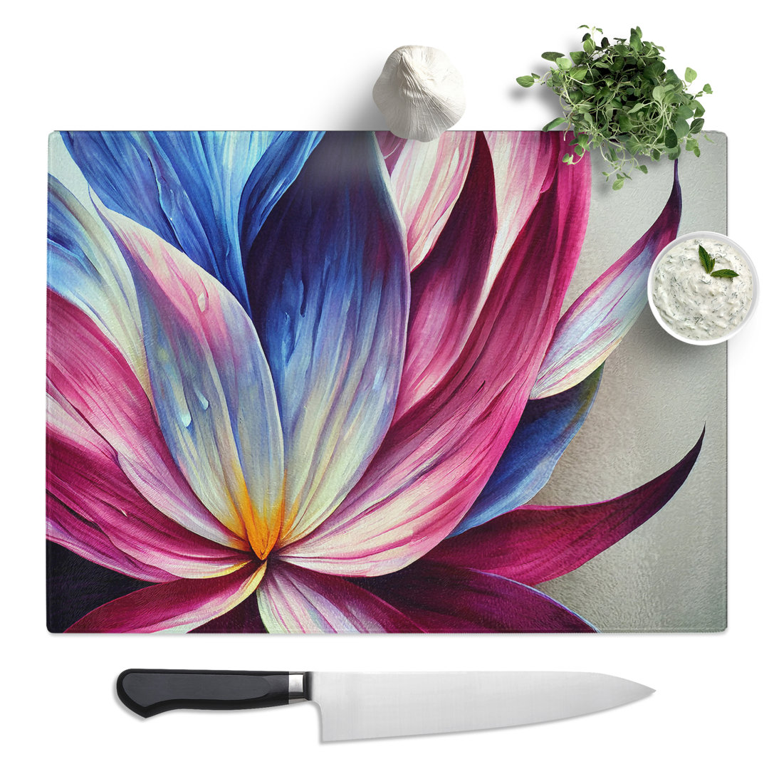 Colourful Floral Art Vol.1 Abstract  Glass Chopping Board