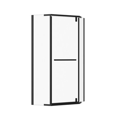 Porte de douche néo-angle Rainlex 36 po x 72 po, verre trempé 1/4 po, acier inoxydable noir