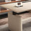 Bureau rectangulaire en bois manufacturé beige avec 1 tiroir Barenia-1599749980-1599749953