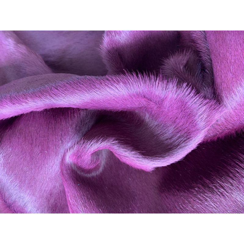 Handmade Dyed Purple Cowhide Rug