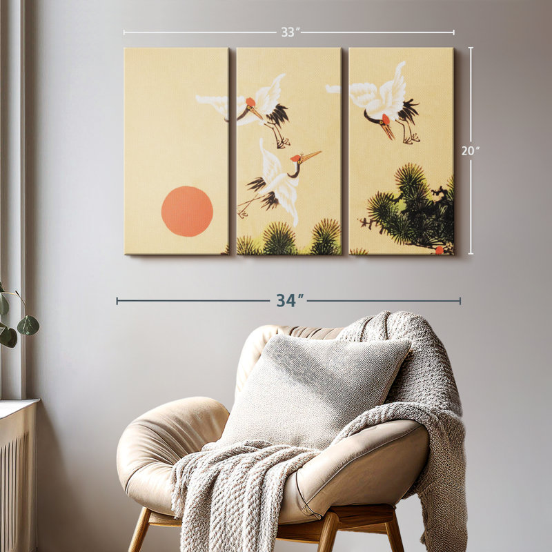 "Cranes Sumi E" sur toile, H 20 po x l 33 po x P 1,25 po