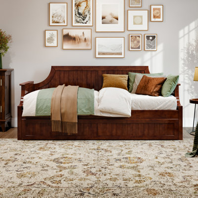 Antavious Coastal Cottage Solid Wood Twin Daybed with Twin Trundle by Lark Manor