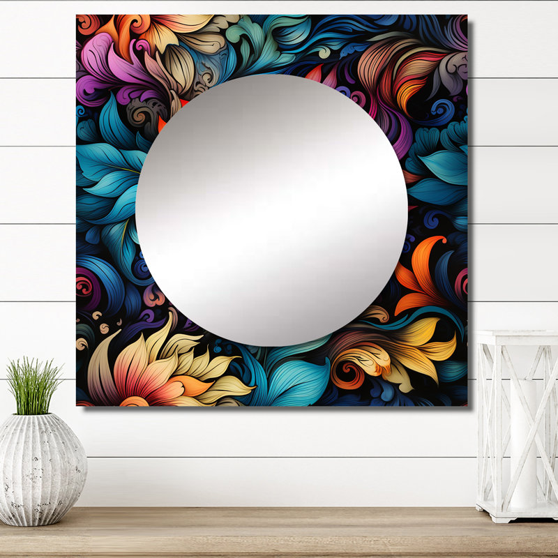 Motif bohème exotique de tapisseries - art mural miroir bohémien et éclectique pour salle de bain, 23 po x 23 po