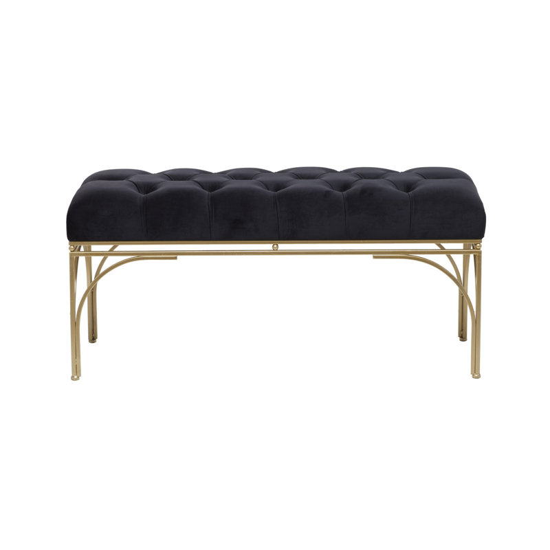 Dayzia Velvet Upholstered Bench, 19.35" H x 39.05" W x 16.8" D, Black