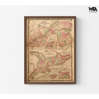 Bas-Canada et Nouveau-Brunswick, 1862, carte du Canada, affiche de bureau, art mural Canada, impression de carte de l'Amérique du Nord, art mural canadien
