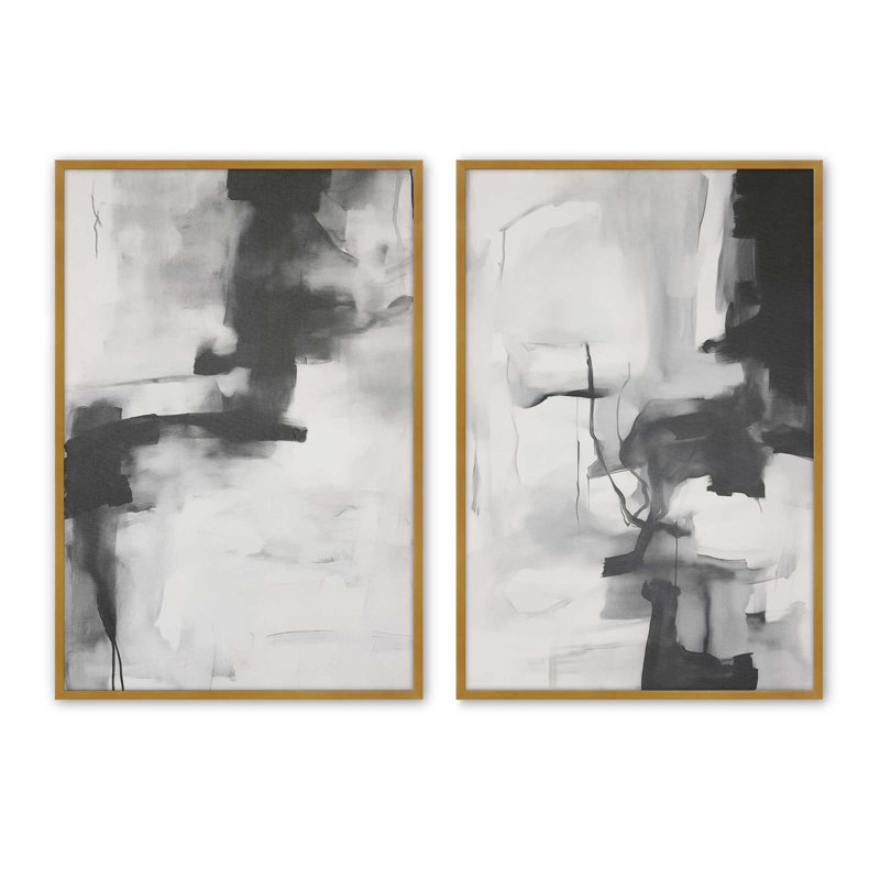 Ensemble de 2 impressions monochromes Whisper, Or poli, H 17,25 po x l 26,5 po