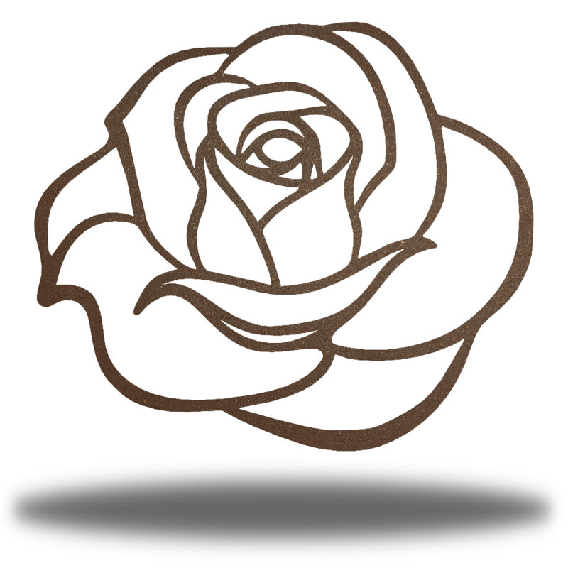 Décoration murale en métal Rose Bud Coastal, H 12 po x l 8 po x P 0,0625 po, Rouille