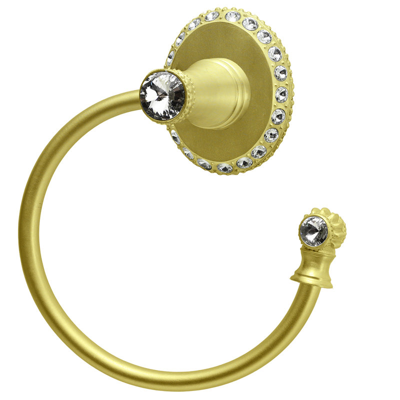 Caché II swing towel smooth ring right with Swarovski Aurore Boreale Crystals in Gilded Mercury, Gold