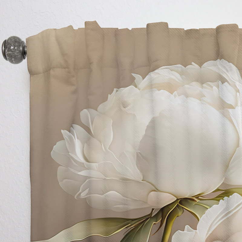 Peony Flower II - Floral Velvet Curtain - 1 Panel, 52" W x 108" L