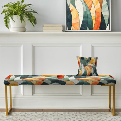 Motif géométrique géométrique orange et vert - Banc géométrique rembourré doré