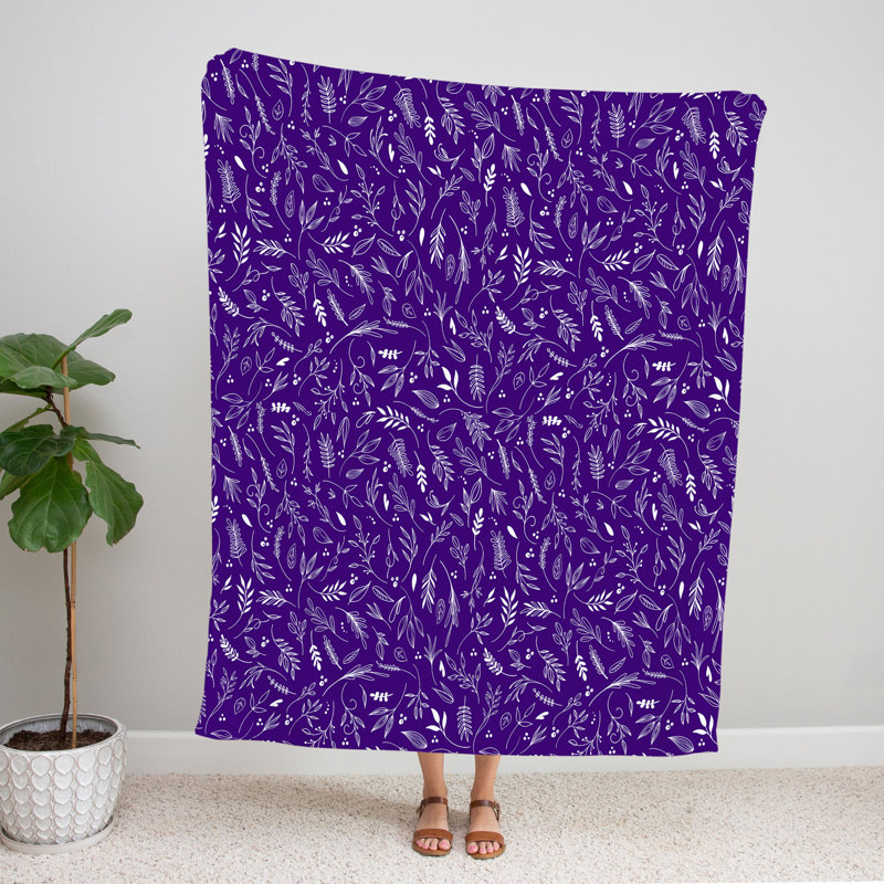 Throw Blanket, 51" W x 60" L, Floral/Abstract, Purple