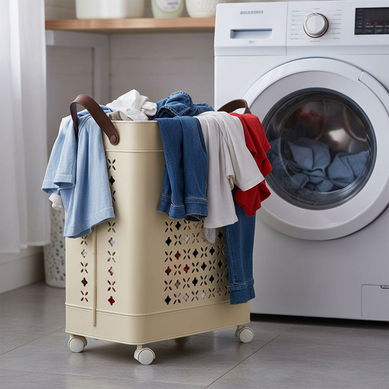 Laundry Hamper, Cream White