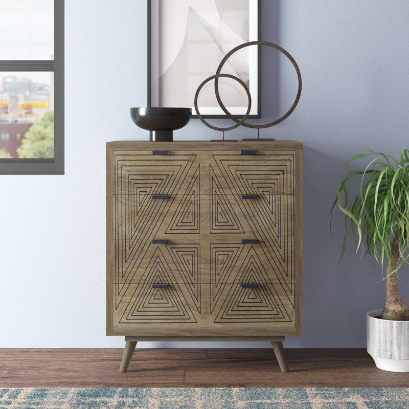 Athle Solid Wood 30'' W 4 - Drawer Dresser, Brown