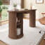 Bureau d'ordinateur 59 pouces de forme ovale avec porte coulissante en tambour, bureau de direction avec tiroir et armoire de rangement cachée-498732501