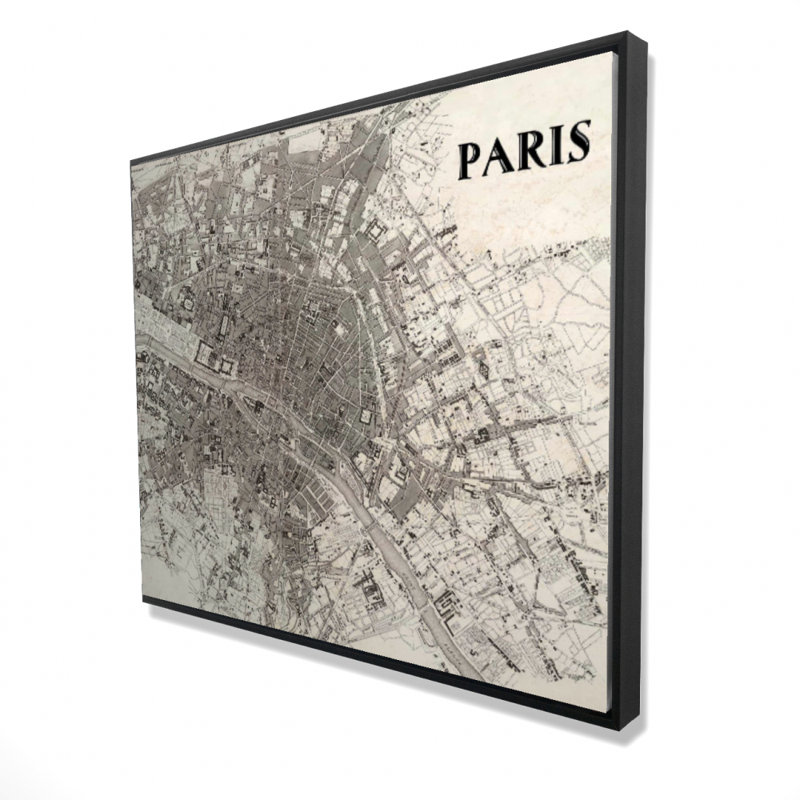 Paris, vue par satellite, impressions sur toile encadrées bleues