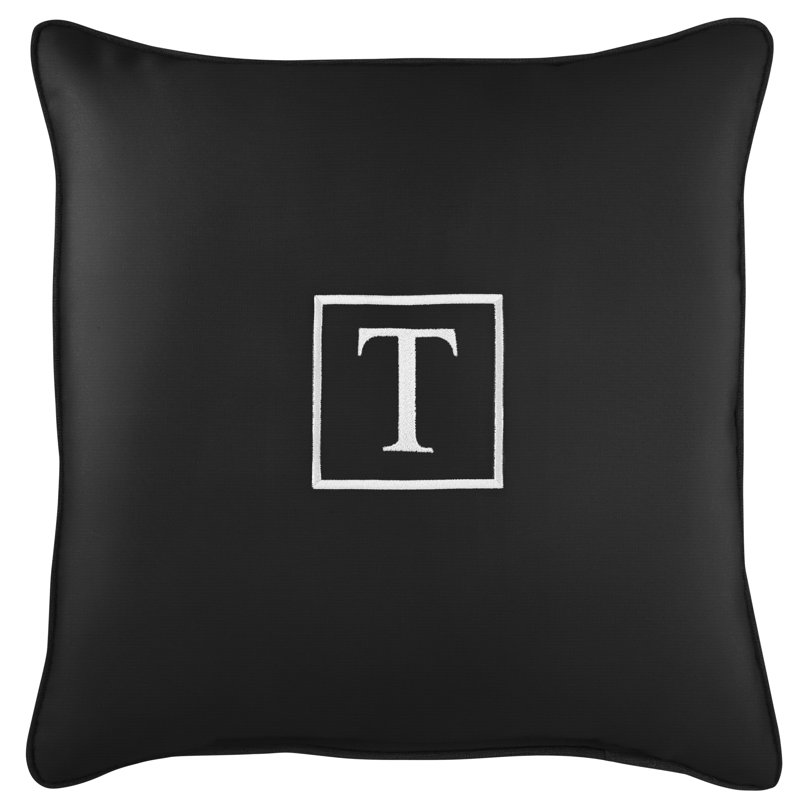 Kettil Embroidered Sunbrella® Outdoor Throw Pillow, Black, T