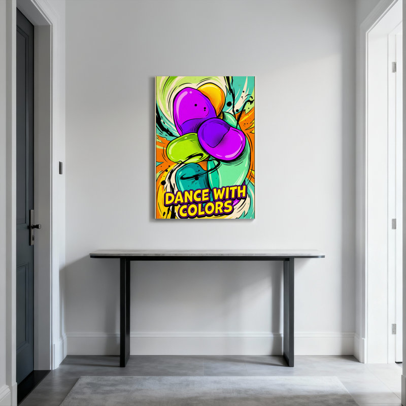 Danse avec couleurs Pop Art, reproduction d'art sur toile tendue sur toile, ensemble de 1, H 18 po x l 12 po