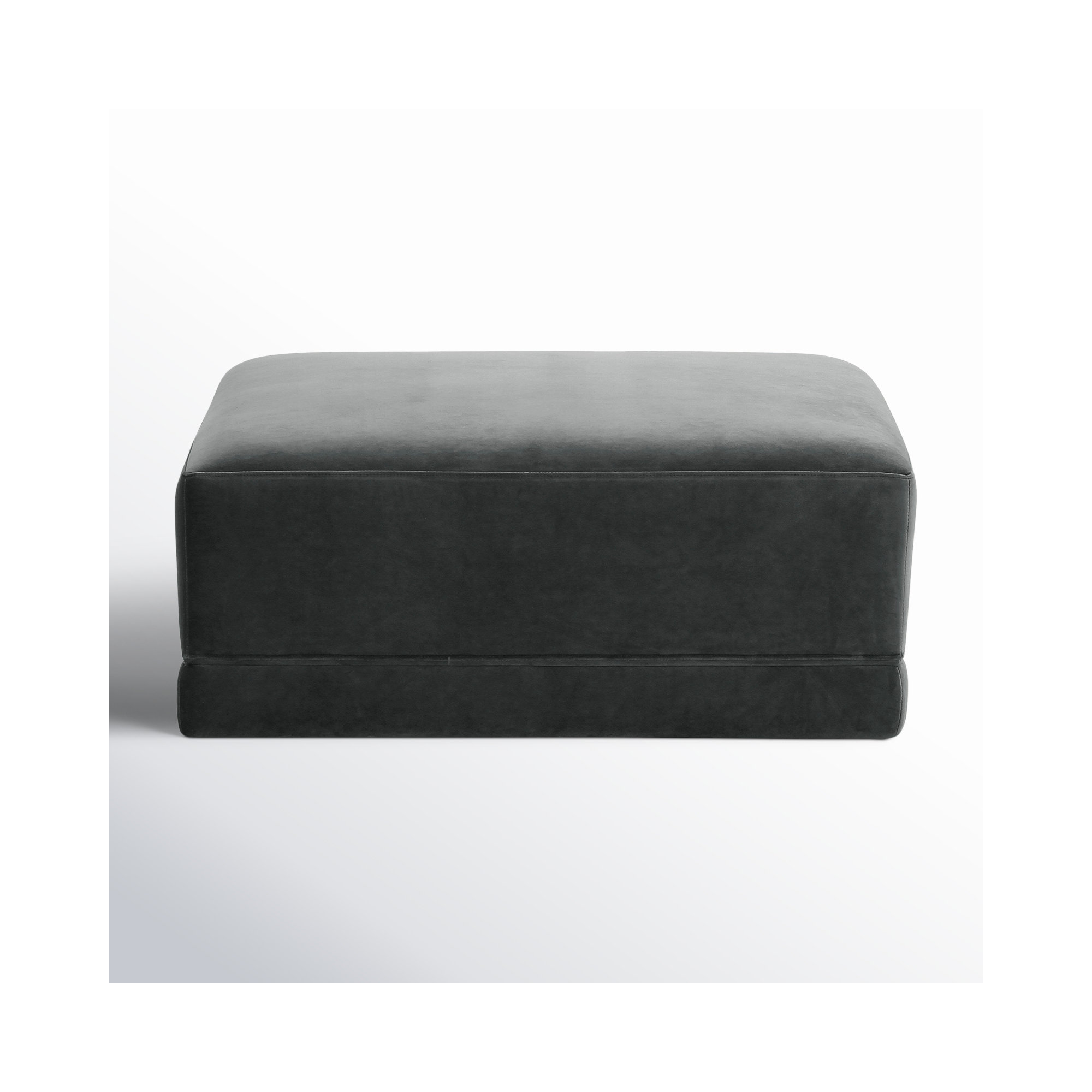 Deirdre Upholstered Velvet Ottoman, Charcoal Velvet