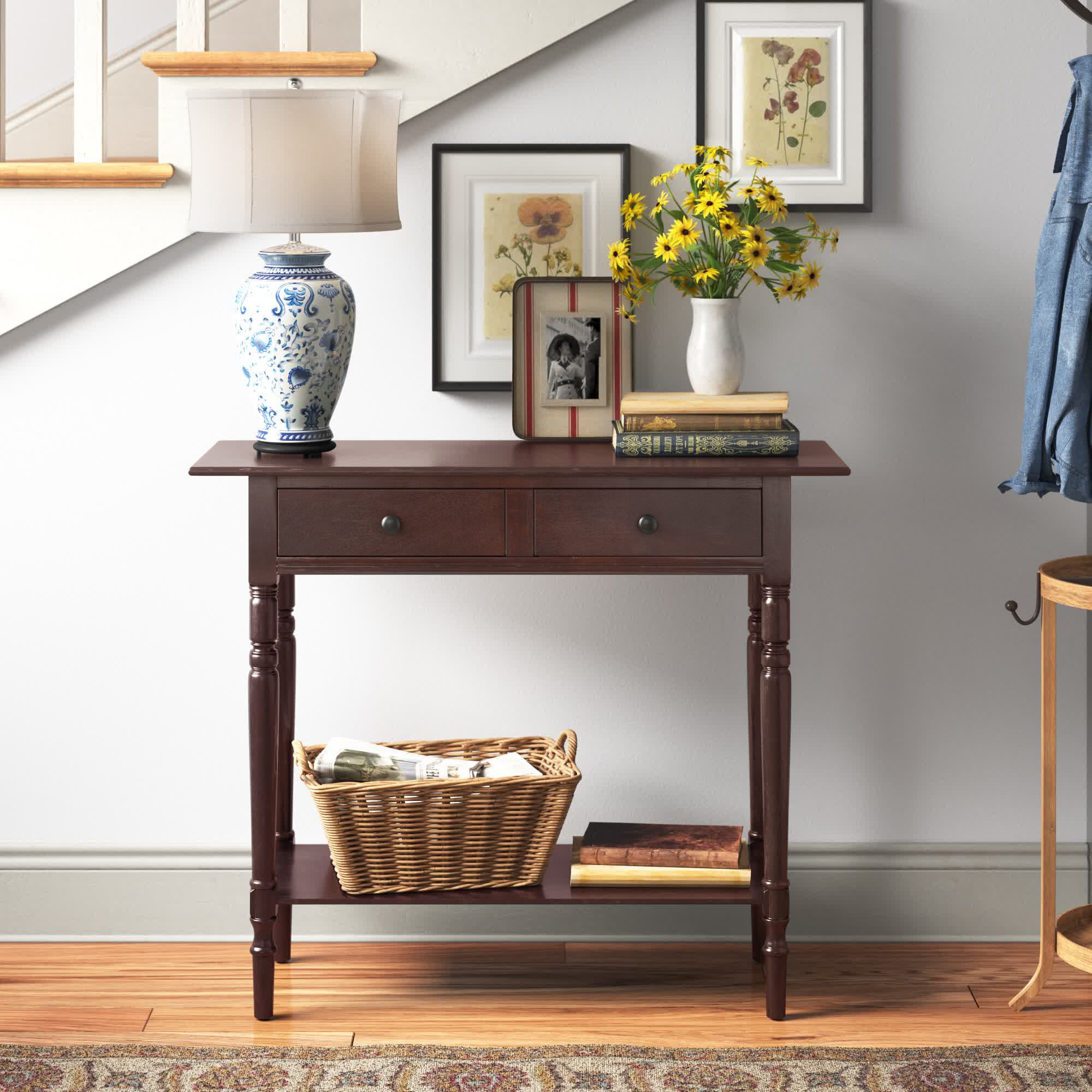 Small wood shop console table